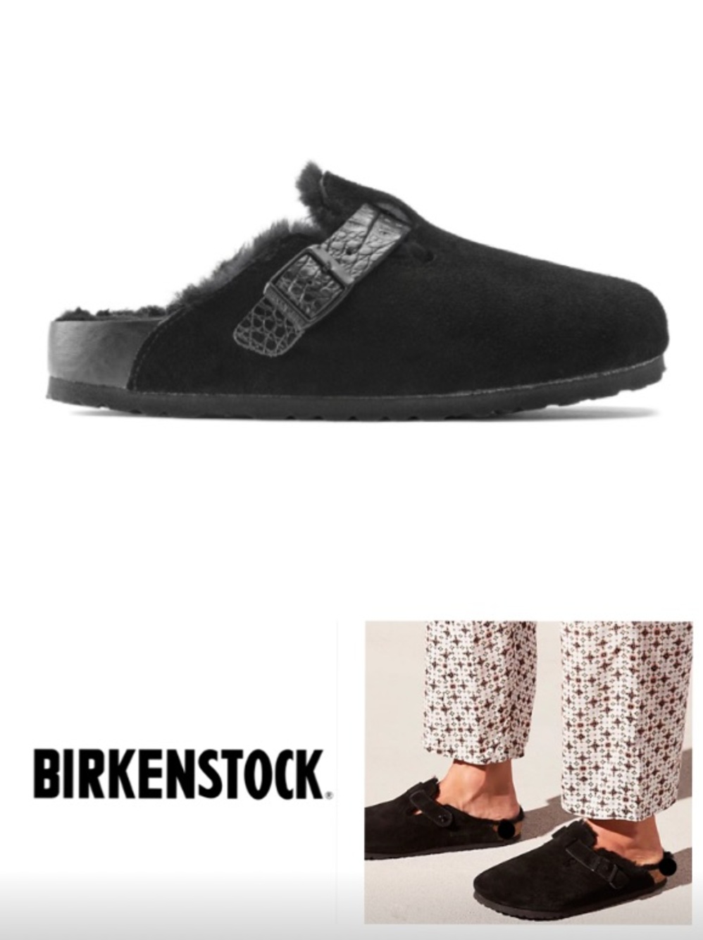 Birkenstock Boston Shearling
Suede Leather in black